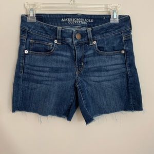 AEO cutoff raw hem shorts